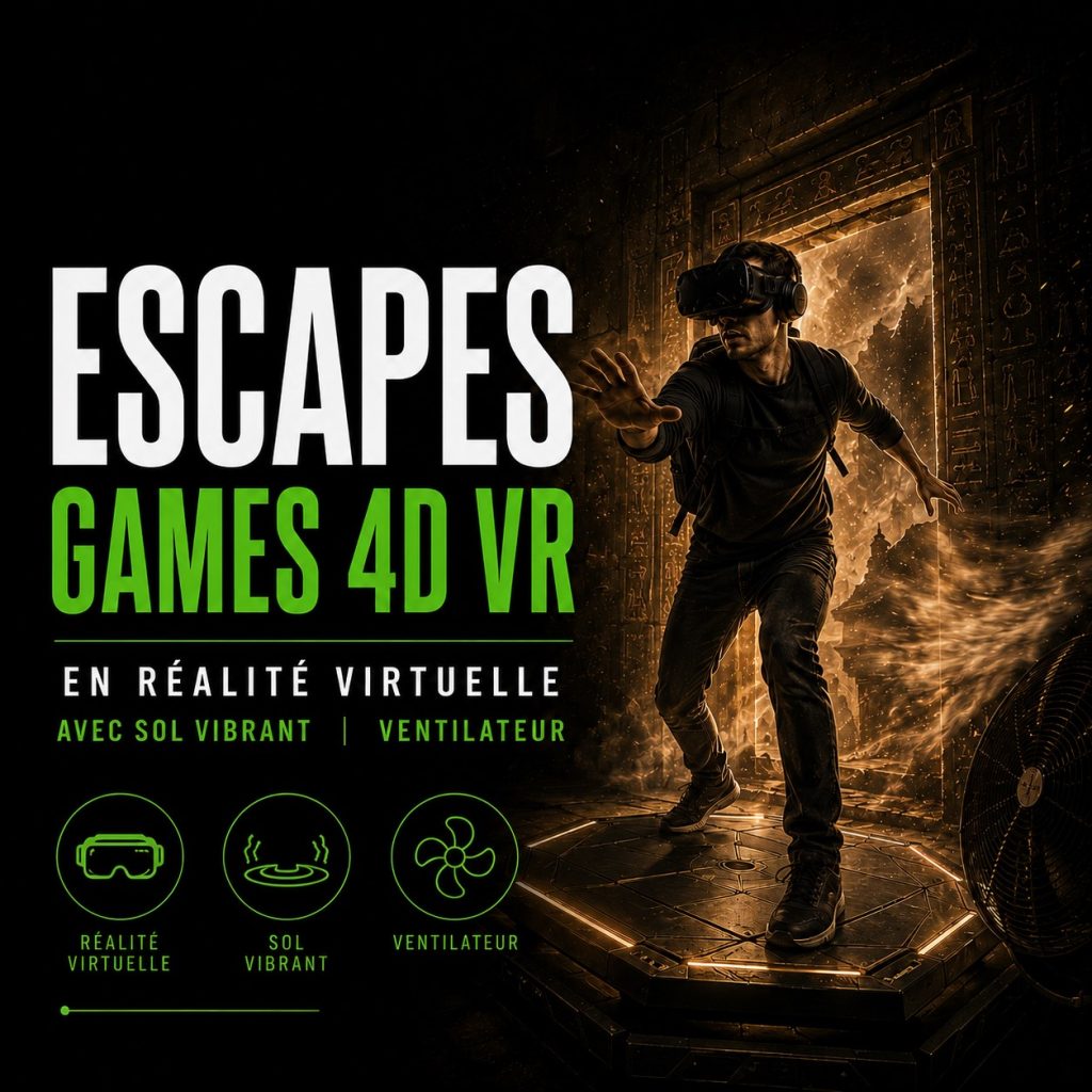 Escape game VR 4D au Havre – Paradox avec soufflerie sur les murs, sol vibrant et déplacement libre