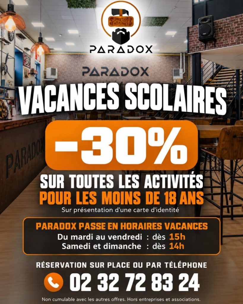 OFFRE LOSIIRS GROUPE PENDANT VACANCES OFFRES LOISIRS POUR GROUPES AU HAVRE - PARADOX